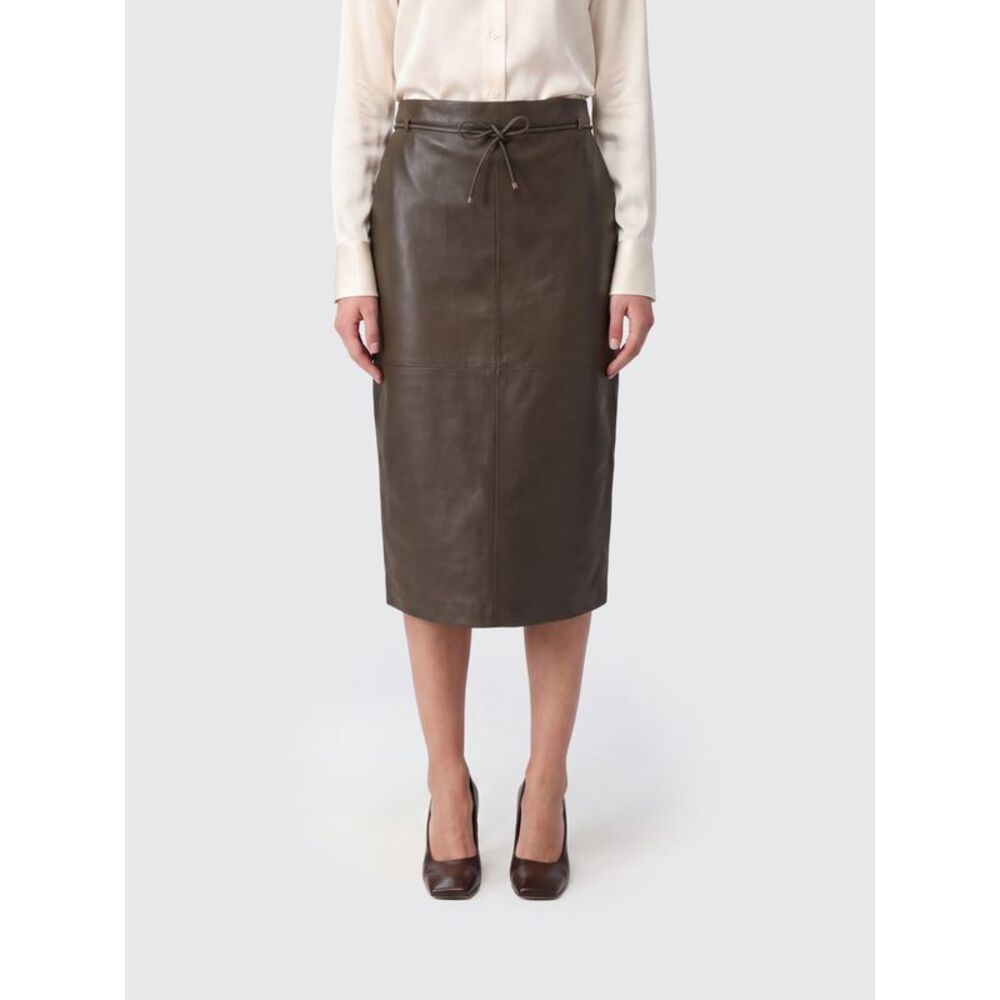 Max Mara Women Lambskin Midi Pencil Skirt Max Mara With High-Waist Belt